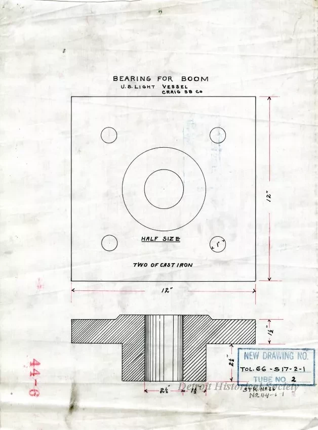 Drawing, Technical - Bearing for Boom, U. S. Light Vessel