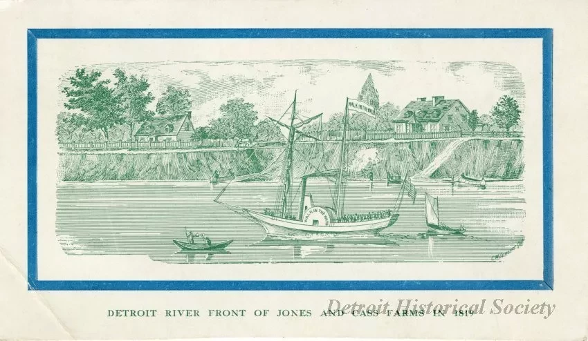 Print - Detroit River Front of Jones and Cass Farms in 1819