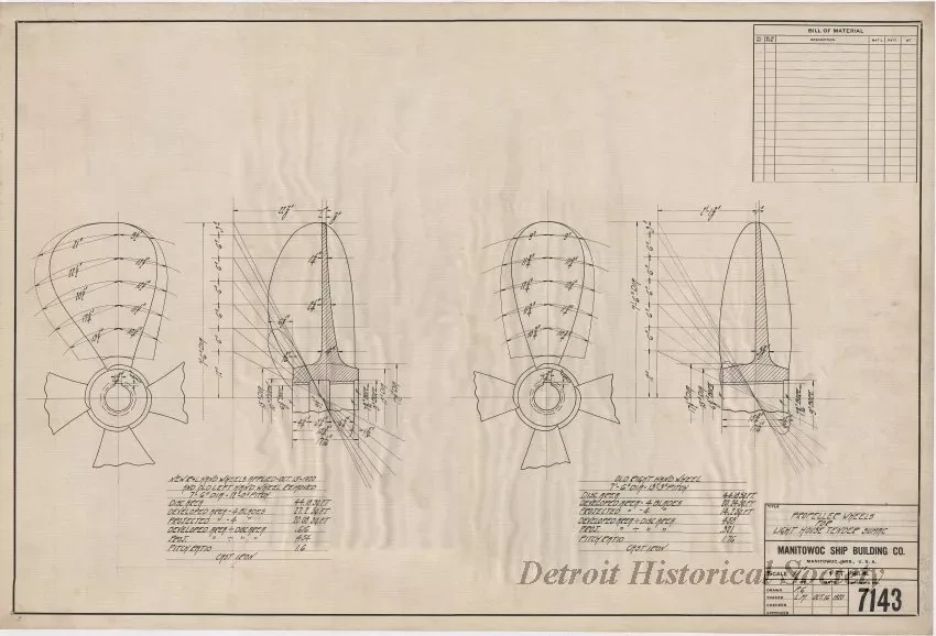 Drawing, Technical - Propeller Wheels for Light House Tender, Sumac