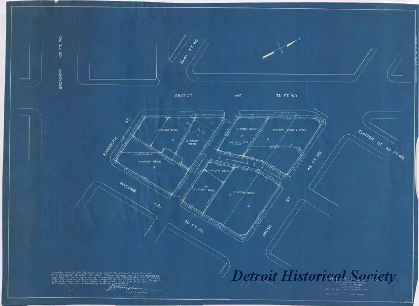 Blueprint - The Widening of Gratiot Avenue from Randolph St. to Brush St.