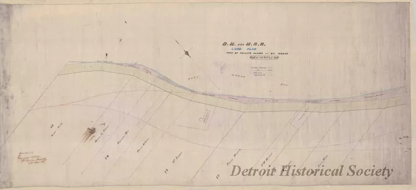 Map - D.M. & M.R.R. Land Plan,
Part of Private Claims at St. Ignace.
