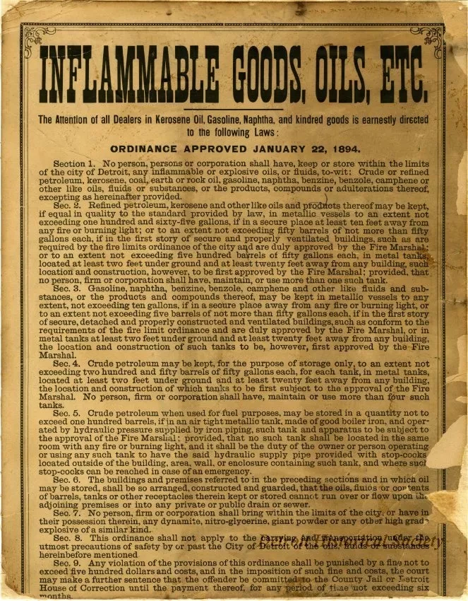 Poster, Instructional - Inflammable Goods, Oils, Etc.