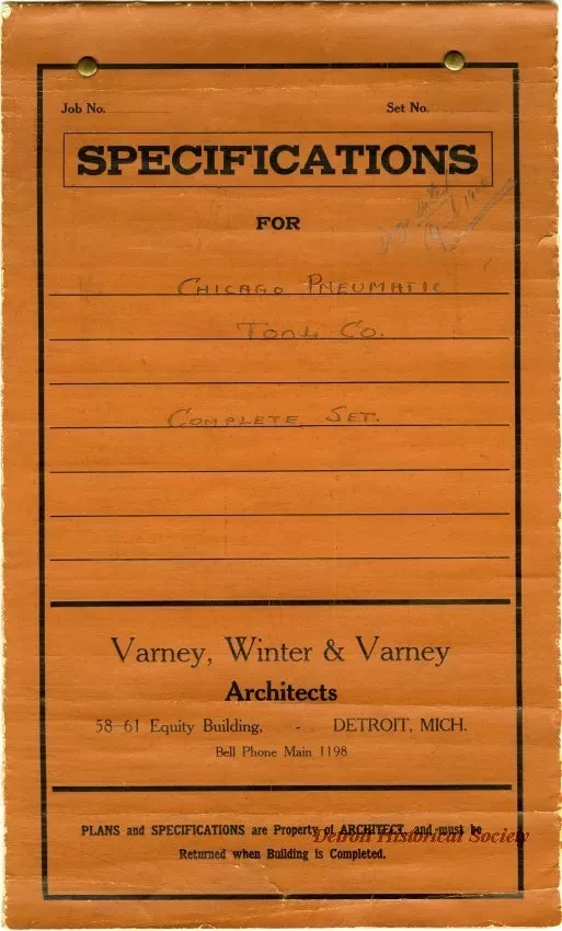 Specification - Specifications for Chicago Pneumatic Tool Co.  Complete Set.