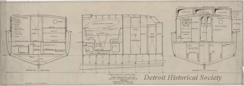 Drawing, Technical - Construction Plan, 36 Ft. Sport Cruiser - 
Cabin Detail, Port Side