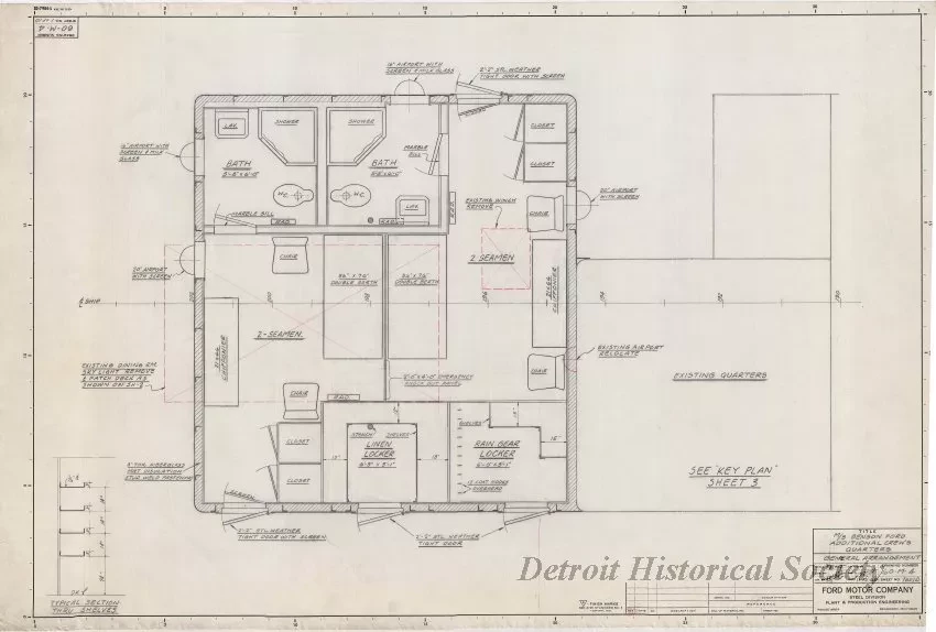 Drawing, Technical - MV Benson Ford,
Additional Crew's Quarters, General Arrangement
