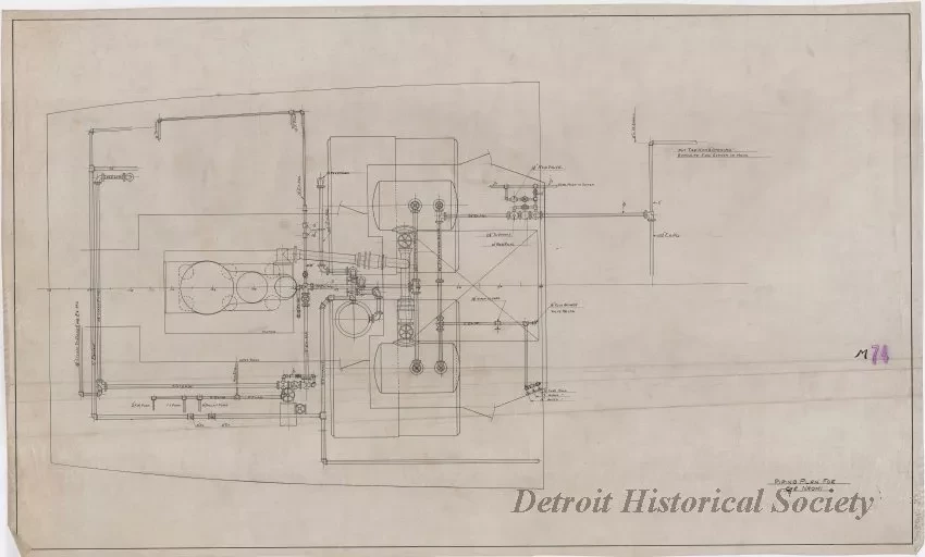 Drawing, Technical - Piping Plan for Str. [Steamer] Naomi