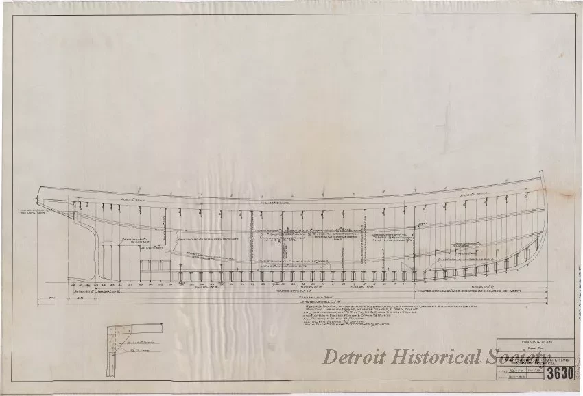 Drawing, Technical - Framing Plan, Fire Tug 
[Hull No. 75]