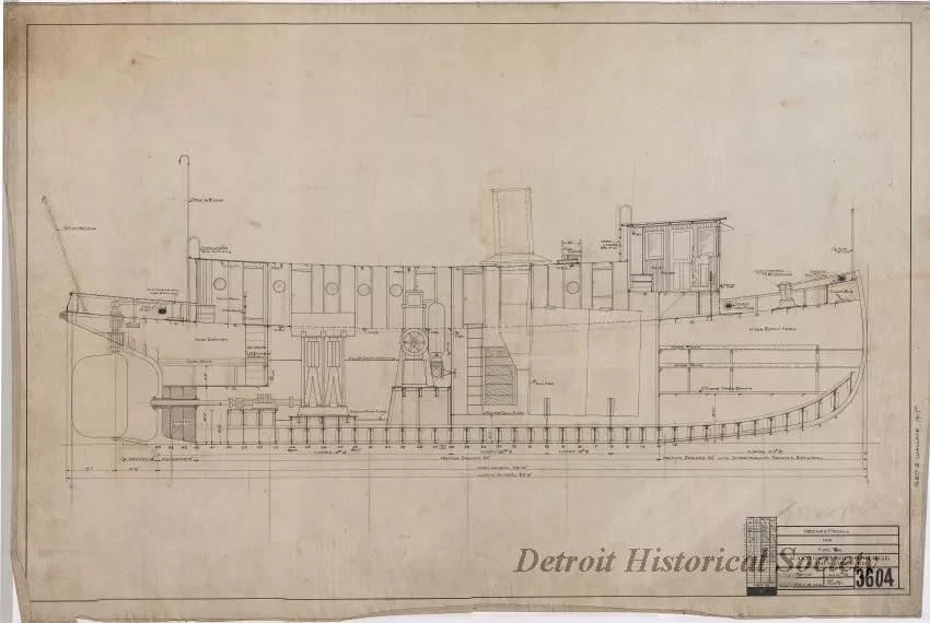 Drawing, Technical - Inboard Profile for Fire Tug
[Hull No. 75]