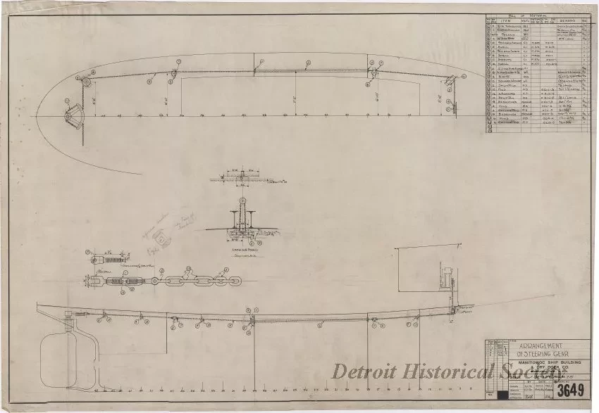 Drawing, Technical - Arrangement of Steering Gear
[Hull No. 75]