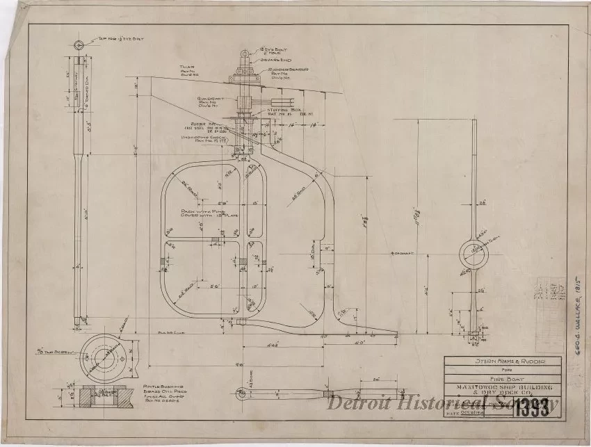 Drawing, Technical - Stern Frame & Rudder for Fire Boat
[Hull No. 75]