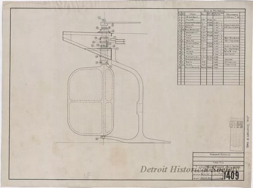 Drawing, Technical - Rudder Details, Fire Tug
[Hull No. 75]