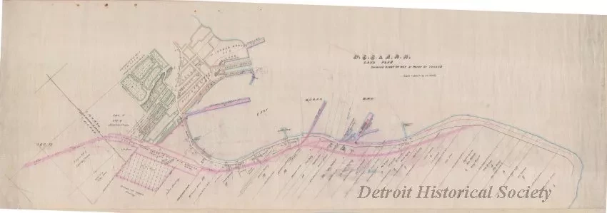 Map - D.S.S. & A.R.R. Land Plan, Showing Right of Way at Point St. Ignace