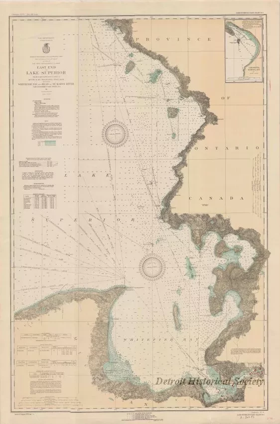 Chart, Navigational - East End of Lake Superior - From Cape Gargantua. Ont., to Mouth of Big Two Hearted River, Mich., Including Whitefish Bay and Head of St. Mary's River