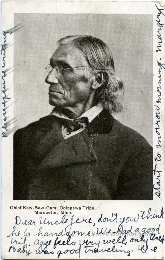 Postcard - Postcard with Image of Chief Kaw-Baw-Gam