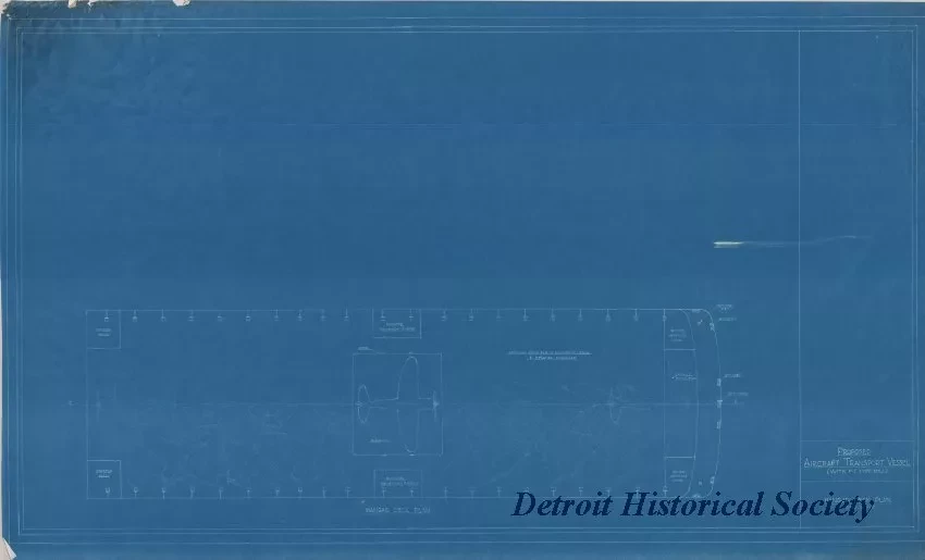 Blueprint - Proposed Aircraft Transport Vessel (with P-T Type Hull),
Hangar Deck Plan