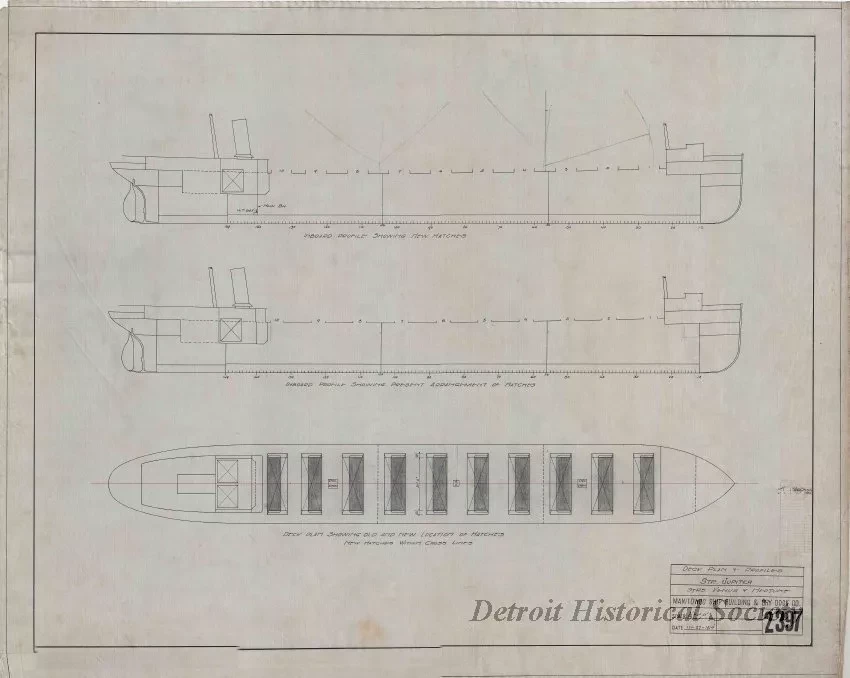 Drawing, Technical - Deck Plan & Profiles,
Str. Jupiter, Strs. Venus & Neptune