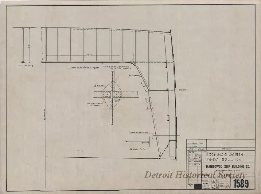 Drawing, Technical - Arching of Screen, Bhds. 56 and 104