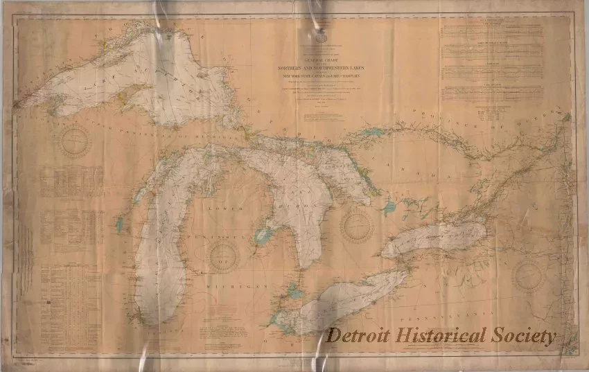 Chart, Navigational - General Chart of the Northern and Northwestern Lakes,
Including New York State Canals and Lake Champlain