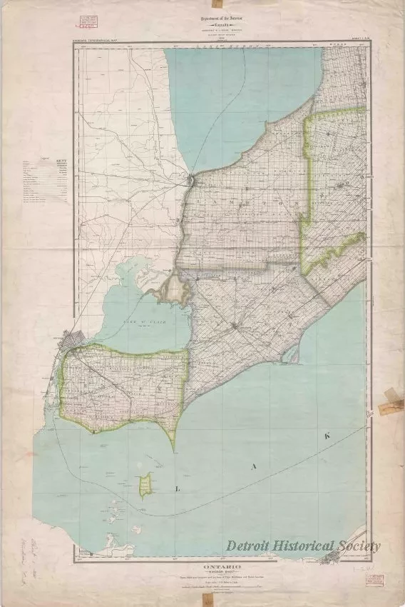 Map - Ontario, Windsor Sheet -
Essex, Kent, and Lambton and portions of Elgin, Middlesex, and Huron Counties