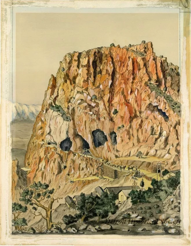 Print - Mule Train Coming Down the Mountain