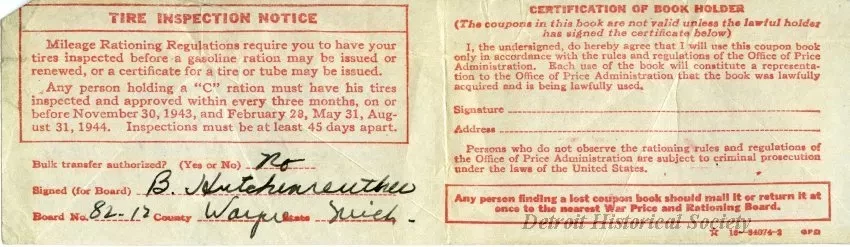 Coupon, Ration - Supplemental Mileage Ration