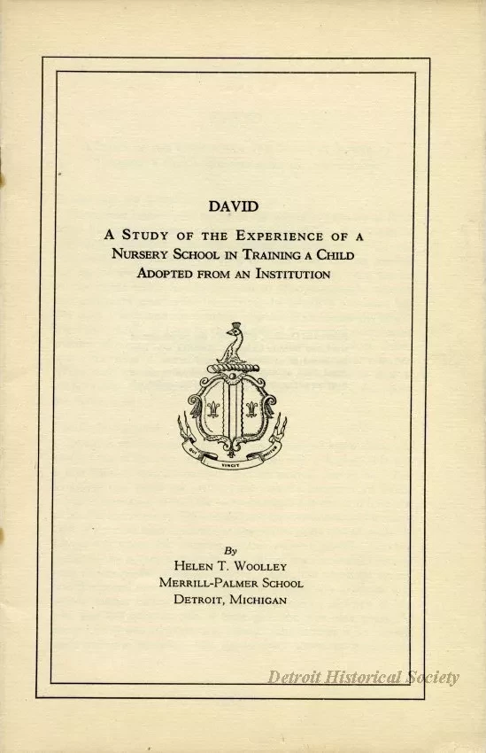 Report - David, A Study of the Experience of a Nursery School in Training a Child Adopted from an Institution.