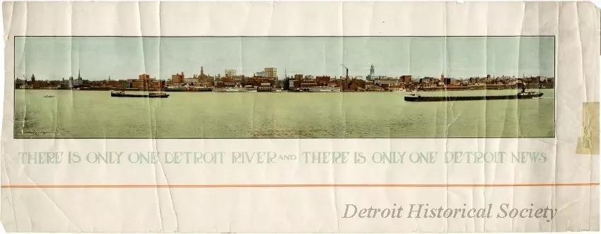 Print - Panoramic View of Detroit's River Front, Compliments of the Detroit News