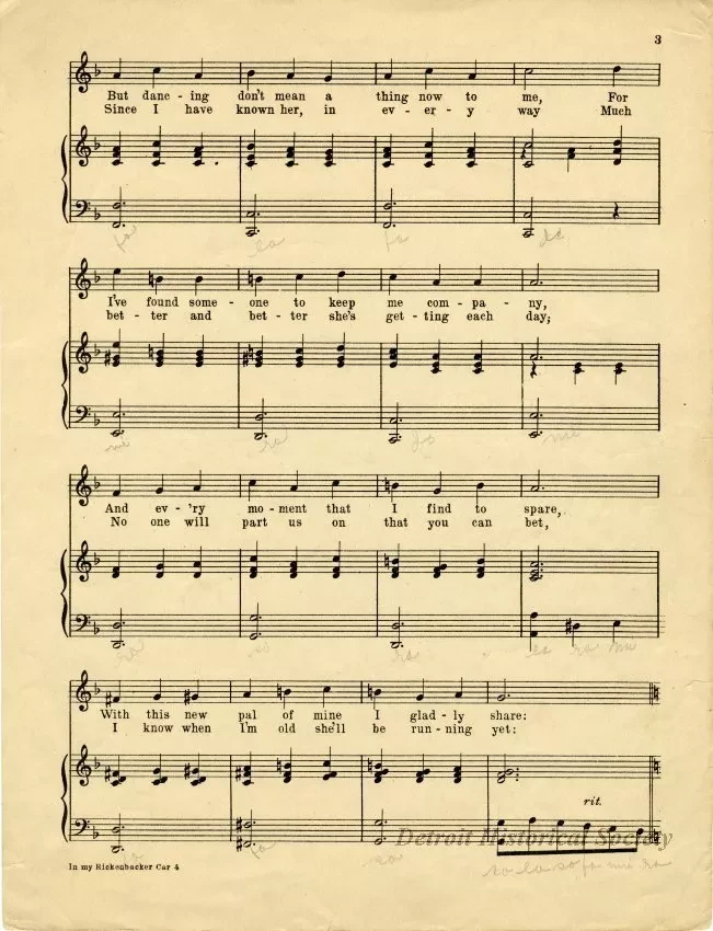 Music, Sheet - In My Rickenbacker Car (Cracker Jacker Rickenbacker)