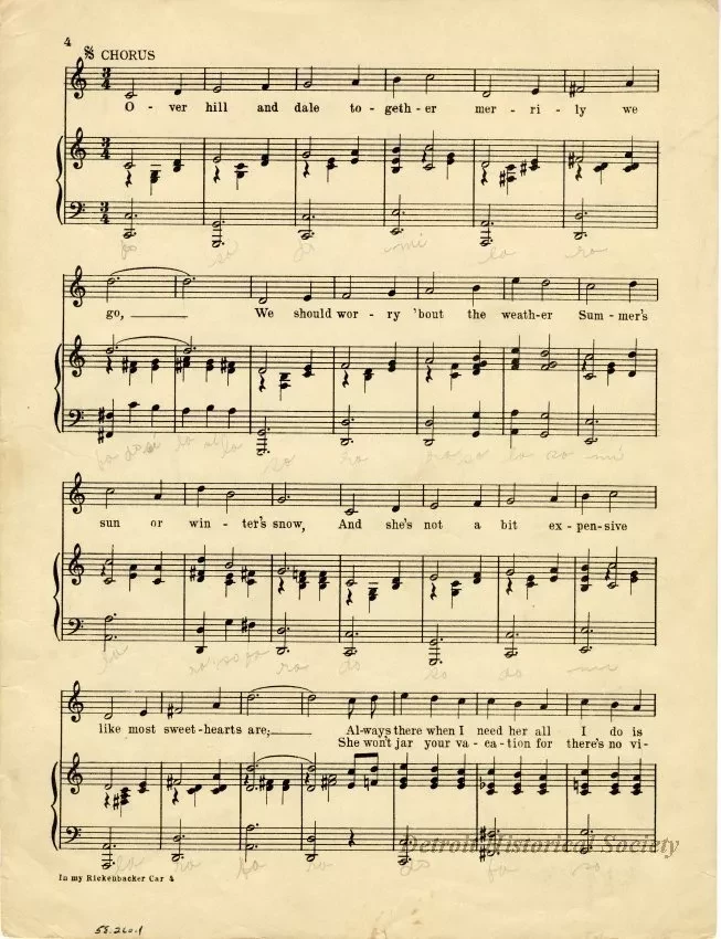 Music, Sheet - In My Rickenbacker Car (Cracker Jacker Rickenbacker)