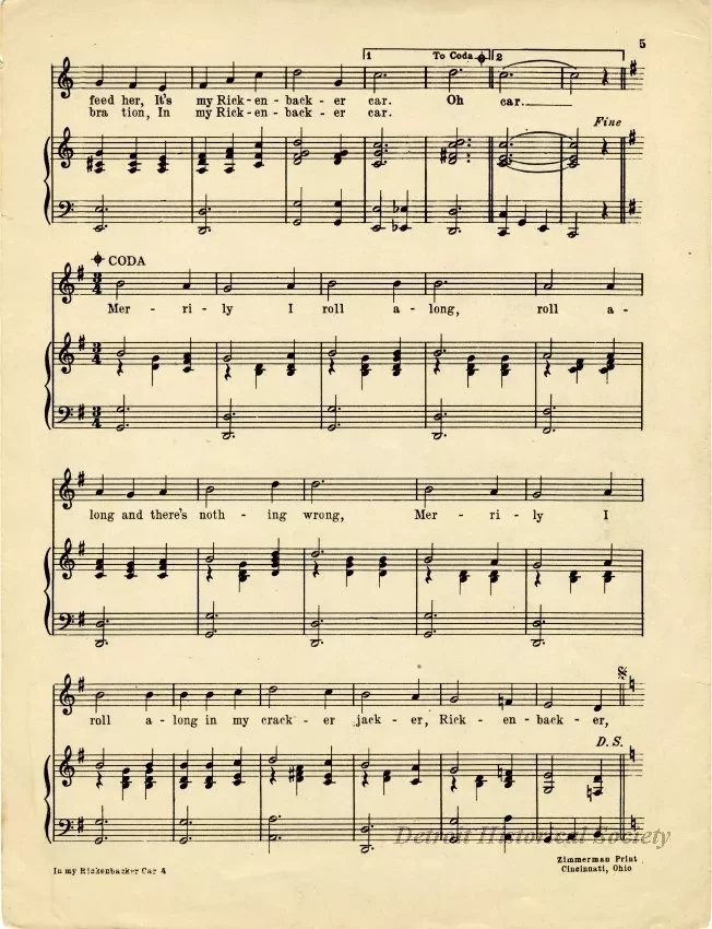 Music, Sheet - In My Rickenbacker Car (Cracker Jacker Rickenbacker)