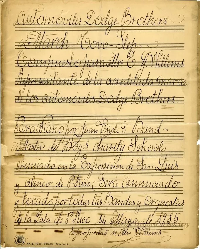 Music, Sheet - Automoviles Dodge Brothers March Cour-Step