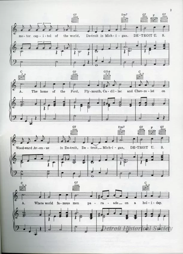 Music, Sheet - Detroit U.S.A.