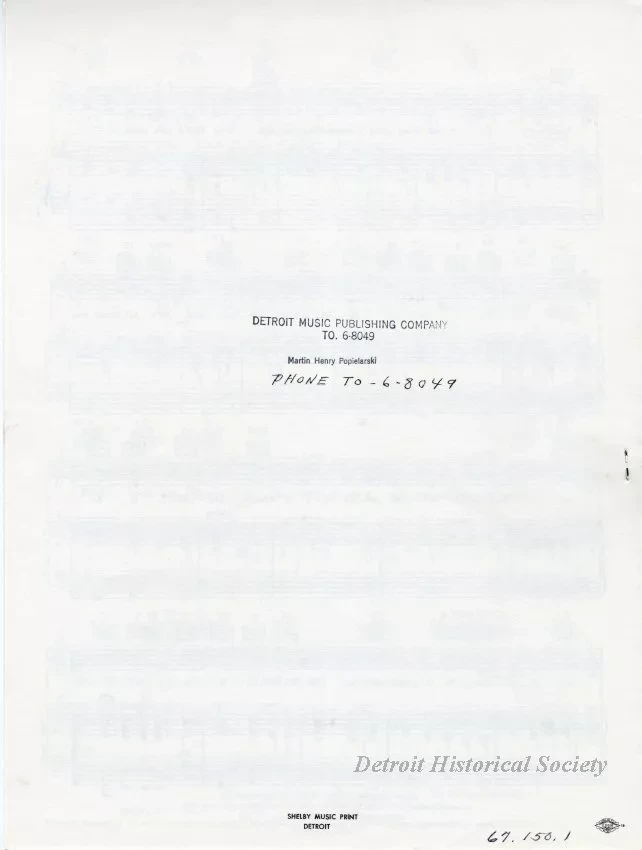 Music, Sheet - Detroit U.S.A.