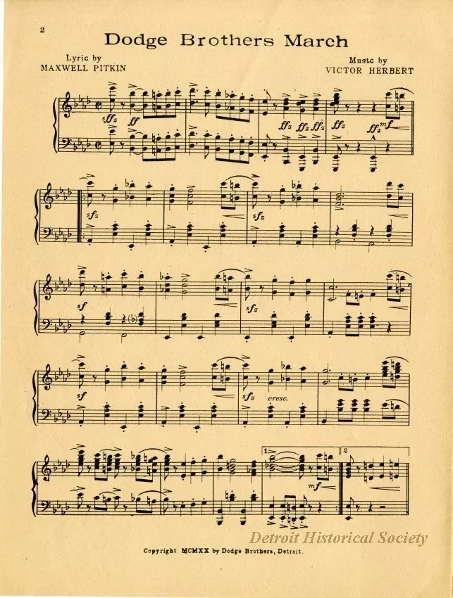 Music, Sheet - Dodge Brothers March