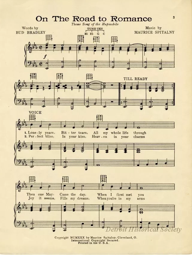 Music, Sheet - On the Road to Romance (Theme Song of the Hupmobile)