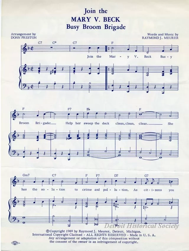 Music, Sheet - Join the Mary V. Beck Busy Broom Brigade