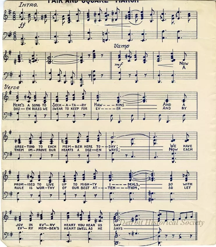 Music, Sheet - Fair and Square March