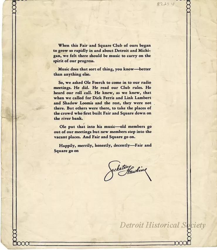 Music, Sheet - Fair and Square March