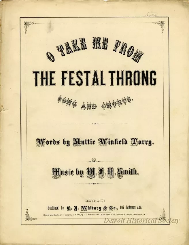 Music, Sheet - O Take Me From the Festal Throng, Song and Chorus