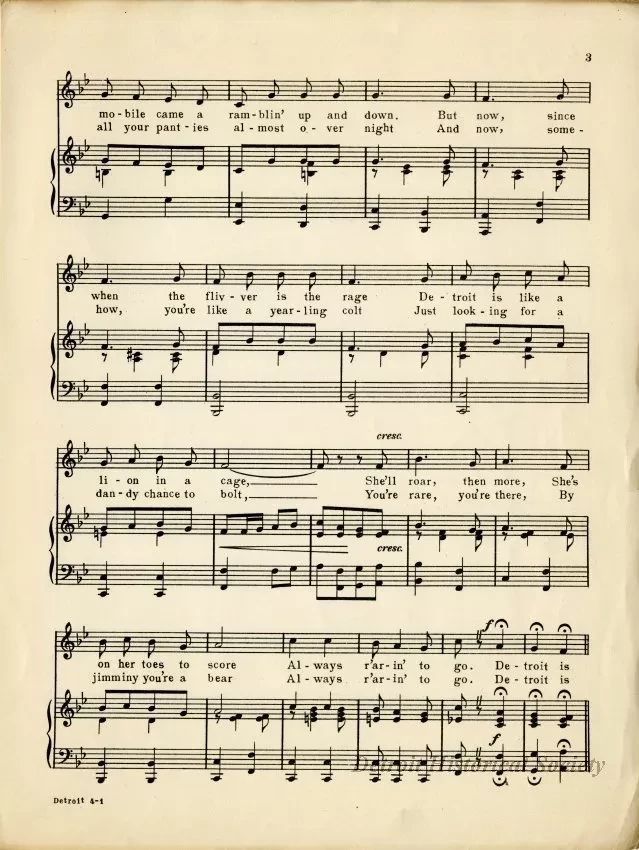 Music, Sheet - Detroit: Always R'arin' To Go