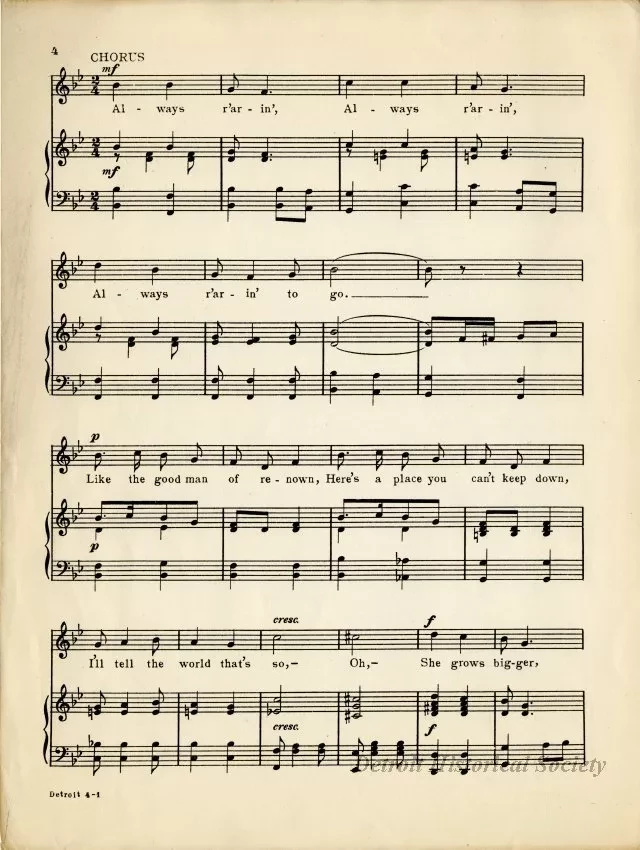 Music, Sheet - Detroit: Always R'arin' To Go