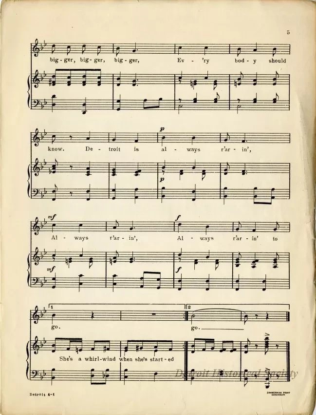 Music, Sheet - Detroit: Always R'arin' To Go