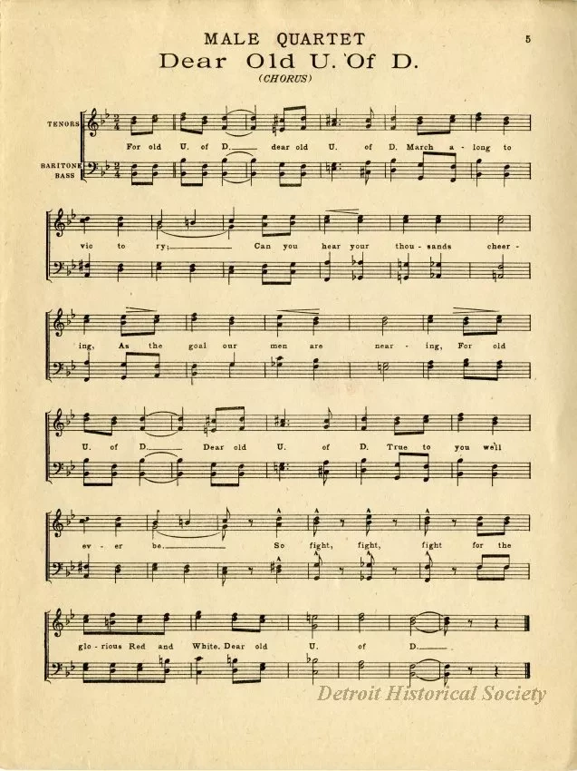 Music, Sheet - Dear Old U of D