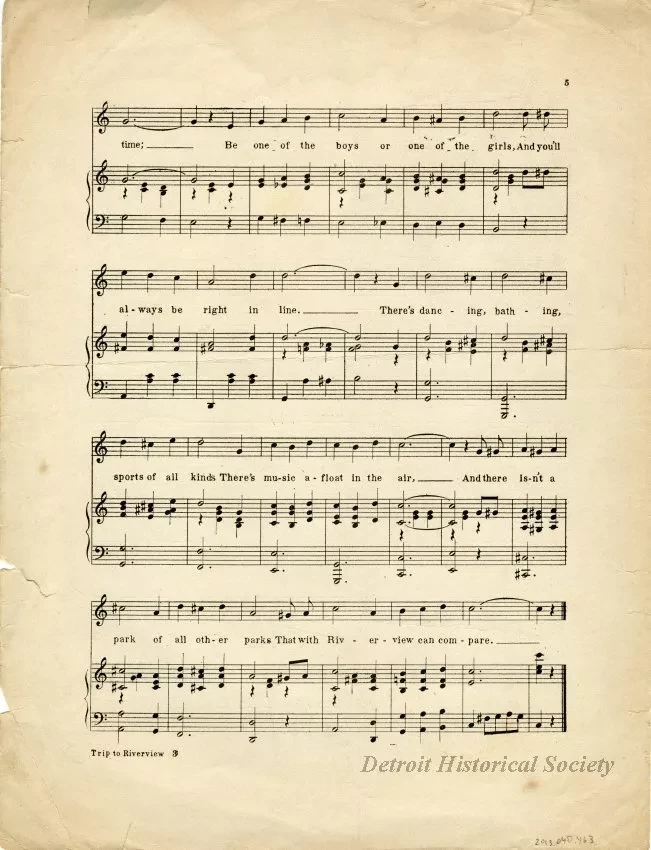Music, Sheet - Let's All Take a Trip Out to Riverview