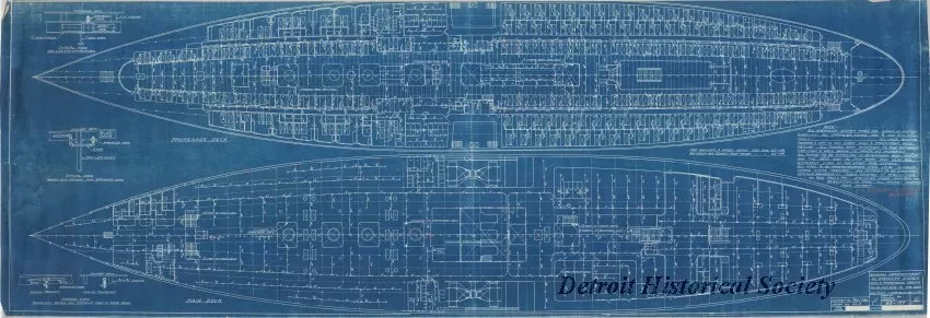 Blueprint - General Arrangement of Sprinkler System,
Main & Promenade Decks