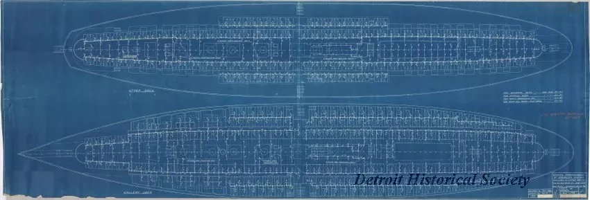 Blueprint - General Arrangement of Sprinkler System,
Gallery & Upper Decks