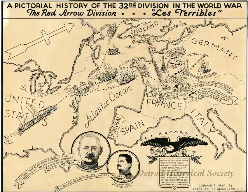 Map - A Pictorial History of the 32nd Division in the World War