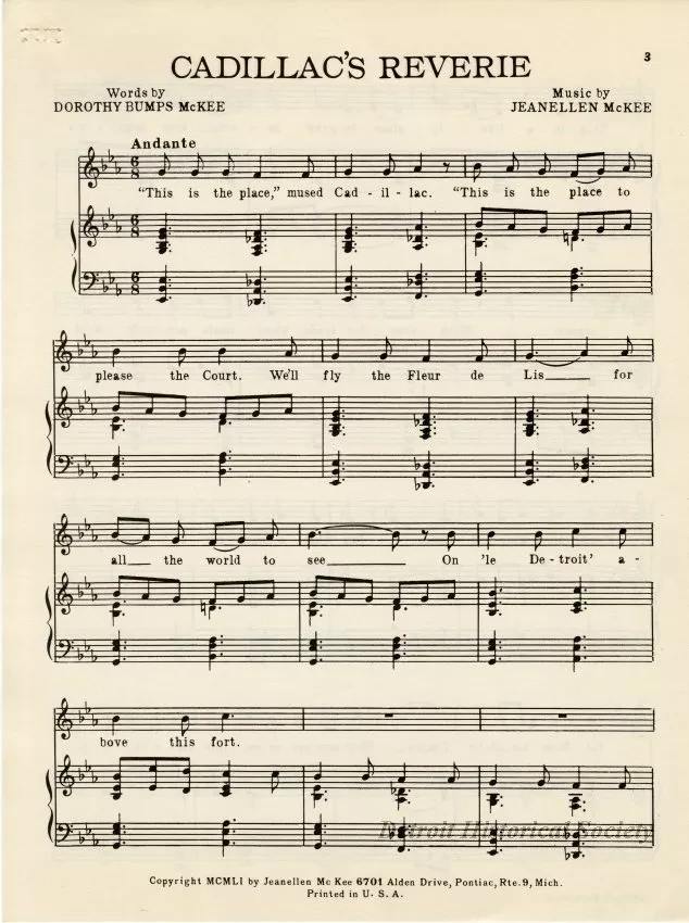 Music, Sheet - Cadillac's Reverie