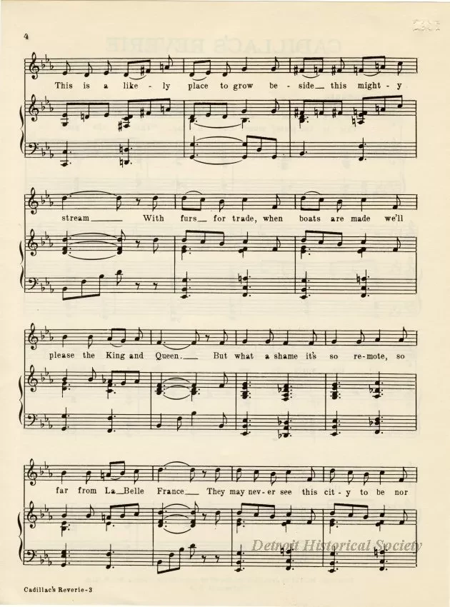 Music, Sheet - Cadillac's Reverie