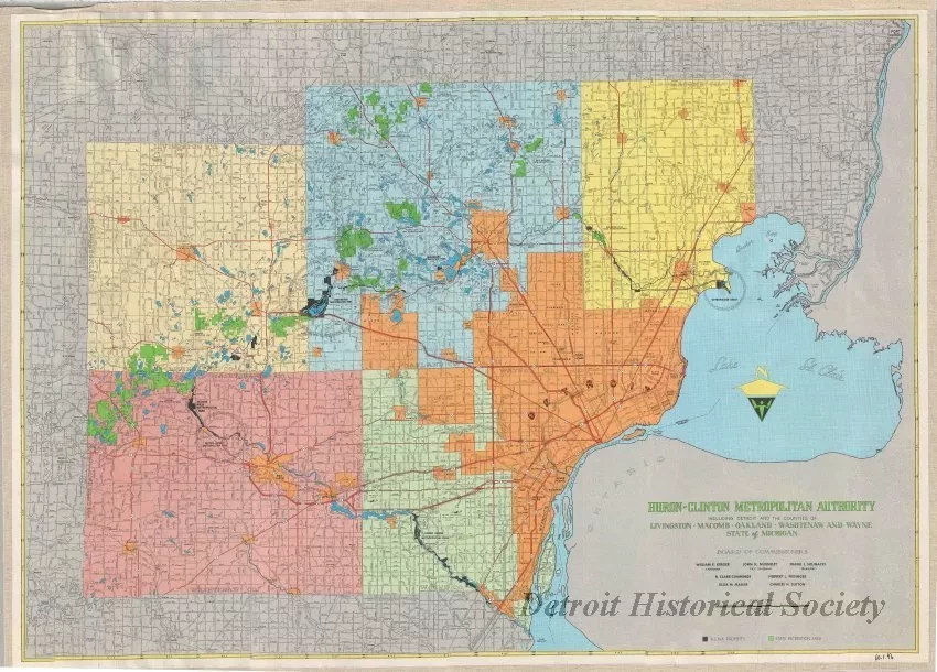 Map - Huron-Clinton Metropolitan Authority Including Detroit and the Counties of
Livingston, Macomb, Oakland, Washtenaw, and Wayne, State of Michigan